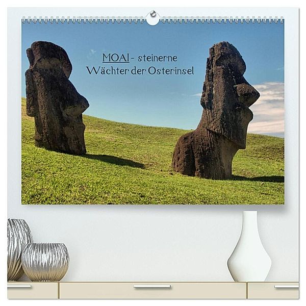 MOAI - steinerne Wächter der Osterinsel (hochwertiger Premium Wandkalender 2024 DIN A2 quer), Kunstdruck in Hochglanz, Carina Hartmann