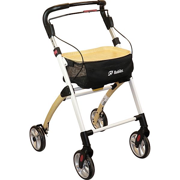 Mobilex Jaguar SUPREME Indoor Rollator, weiß mit Holzoptik