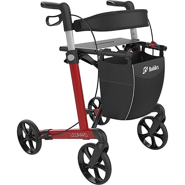 Mobilex Leopard Rollator, Sitzhöhe 55 cm (Farbe: rot)