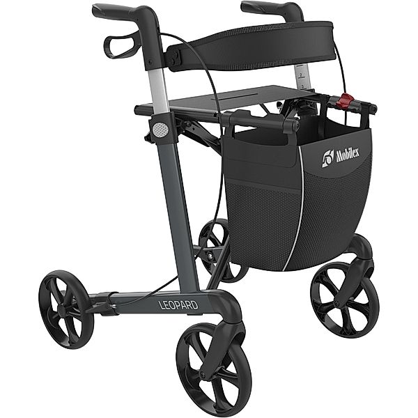 Mobilex Leopard Rollator, Sitzhöhe 62 cm (Farbe: grau)