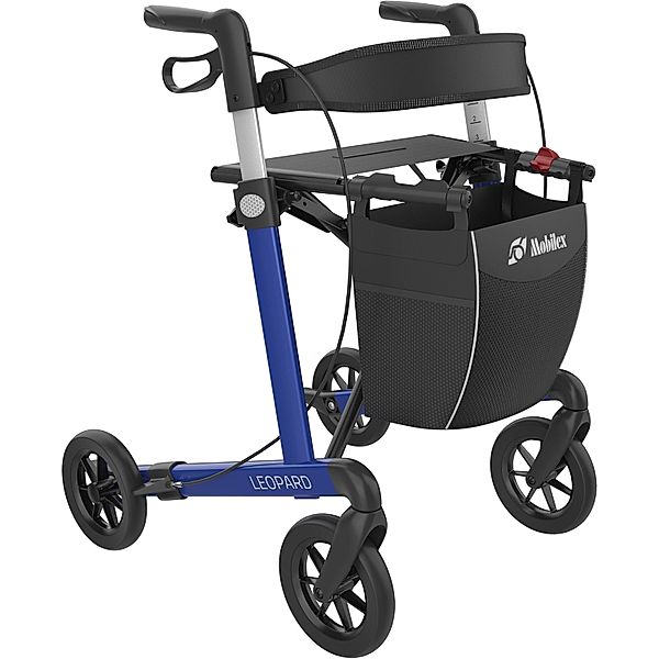 Mobilex Leopard Rollator, Softräder, Sitzhöhe 62 cm (Farbe: blau)