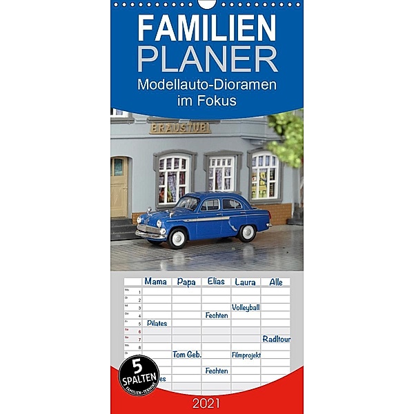 Modellauto-Dioramen im Fokus - Familienplaner hoch (Wandkalender 2021 , 21 cm x 45 cm, hoch), KPH