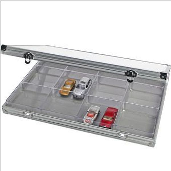 Modellauto-Sammelvitrine Aluminium, mit 12 Fächern 87 x 90 x 45 mm