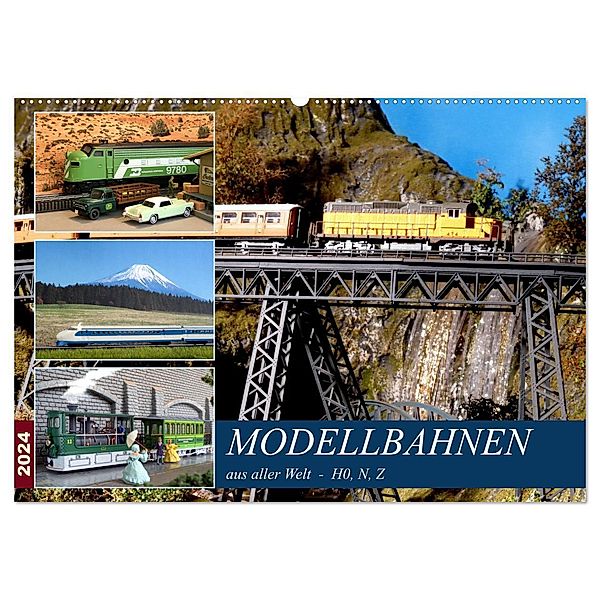 Modellbahnen aus aller Welt - H0, N, Z (Wandkalender 2024 DIN A2 quer), CALVENDO Monatskalender, Klaus-Peter Huschka