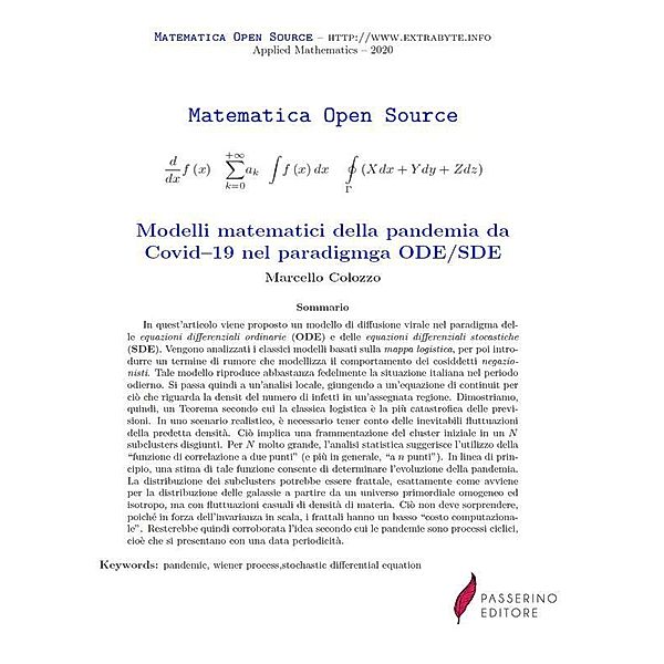 Modelli matematici della pandemia da Covid-19 nel paradigmga ODE/SDE, Marcello Colozzo