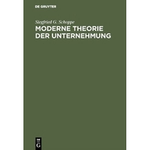 Moderne Theorie der Unternehmung, Siegfried G. Schoppe