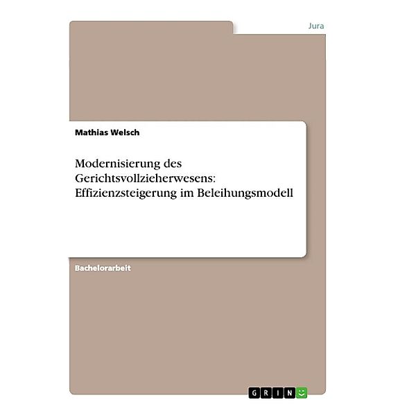 Modernisierung des Gerichtsvollzieherwesens: Effizienzsteigerung im Beleihungsmodell, Mathias Welsch