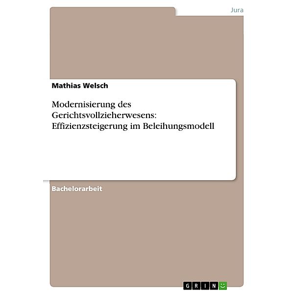 Modernisierung des Gerichtsvollzieherwesens: Effizienzsteigerung im Beleihungsmodell, Mathias Welsch
