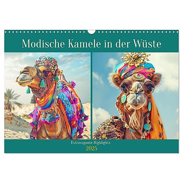 Modische Kamele in der Wüste. Extravagante Highlights (Wandkalender 2025 DIN A3 quer), CALVENDO Monatskalender, Calvendo, Rose Hurley