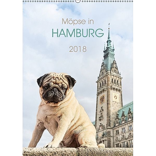 Möpse in Hamburg (Wandkalender 2018 DIN A2 hoch), Julia Dodeck, Ole Dodeck