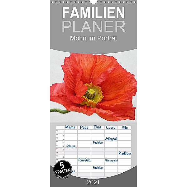 Mohn im Porträt - Familienplaner hoch (Wandkalender 2021 , 21 cm x 45 cm, hoch), Gisela Kruse