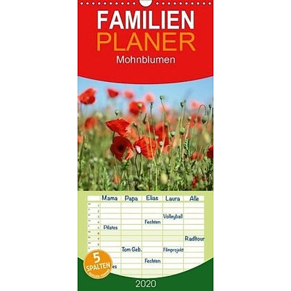 Mohnblumen - Familienplaner hoch (Wandkalender 2020 , 21 cm x 45 cm, hoch), Thomas Deter