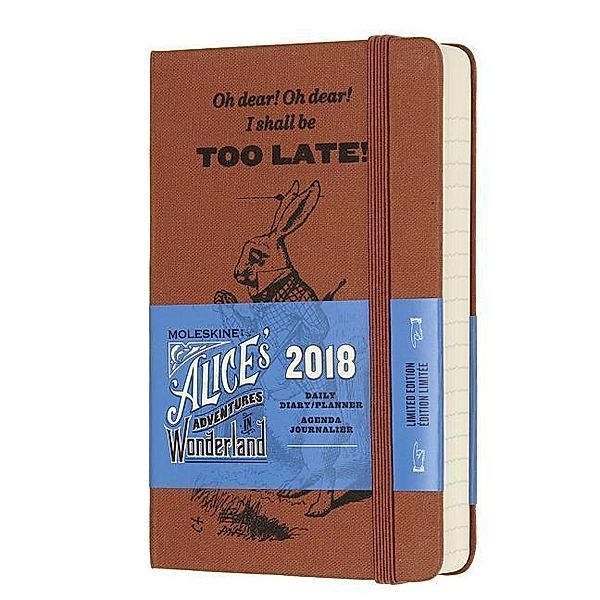 Moleskine 12 Monate Alice im Wunderland Tageskalender 2018, P/A6, Hard Cover, Koralle, Moleskine