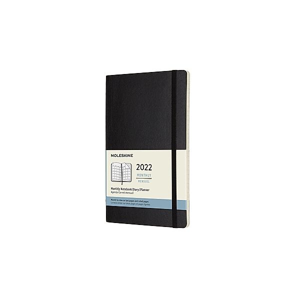 Moleskine 12 Monate Monats Notizkalender 2022 Large/A5, Schwarz