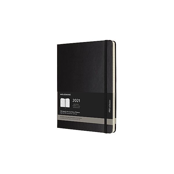 Moleskine 12 Monate Pro Wochen Notizkalender 2021 Pro Extra Large, Schwarz