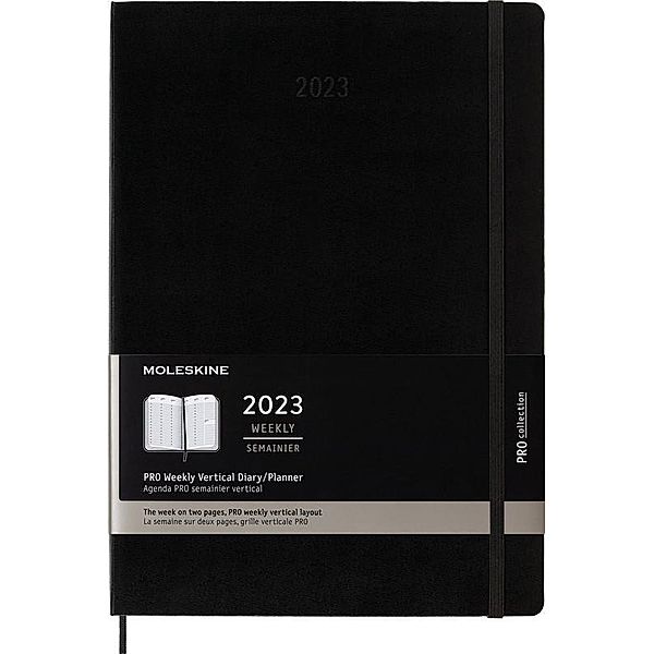 Moleskine 12 Monate Pro Wochen Notizkalender 2023, Pro A4, Schwarz