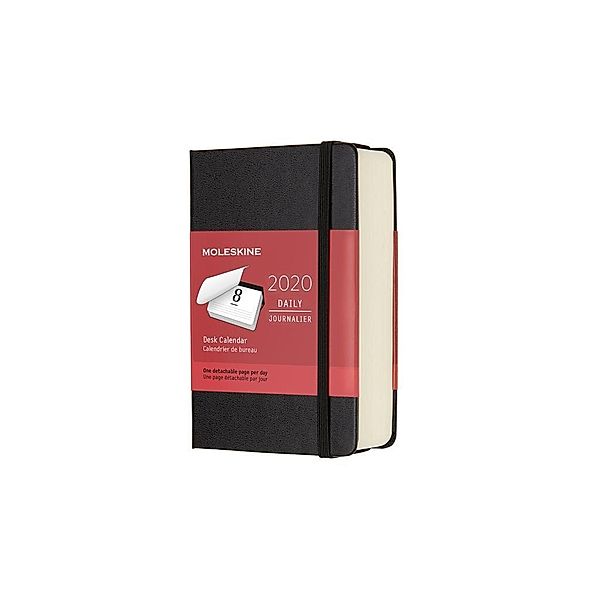 Moleskine 12 Monate Tages-Tischkalender 2020 Pocket/A6, Fester Einband, Schwarz