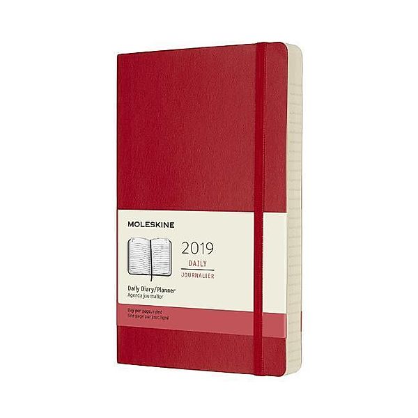 Moleskine 12 Monate Tageskalender 2019, L/A5, Soft Cover, Scharlachrot