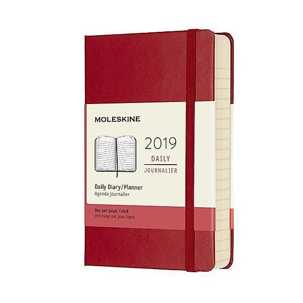 Moleskine 12 Monate Tageskalender 2019, P/A6, Hard Cover, Scharlachrot