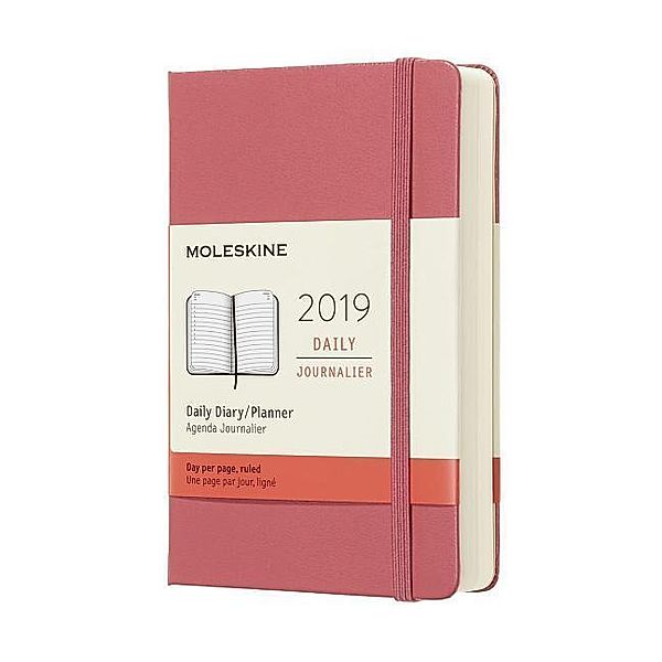 Moleskine 12 Monate Tageskalender 2019, P/A6, Hard Cover, Altrosa