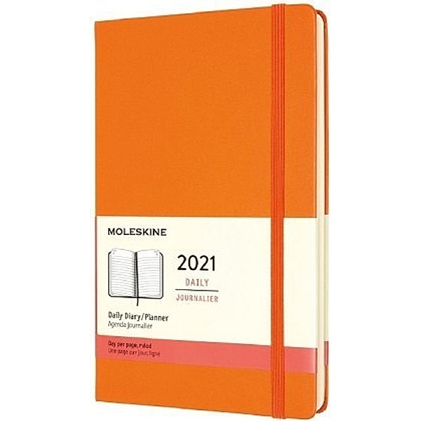 Moleskine 12 Monate Tageskalender 2021 Large/A5, Kadmium Orange