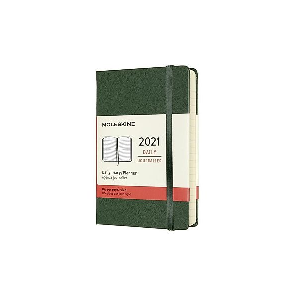 Moleskine 12 Monate Tageskalender 2021 Pocket/A6, Myrtengrün