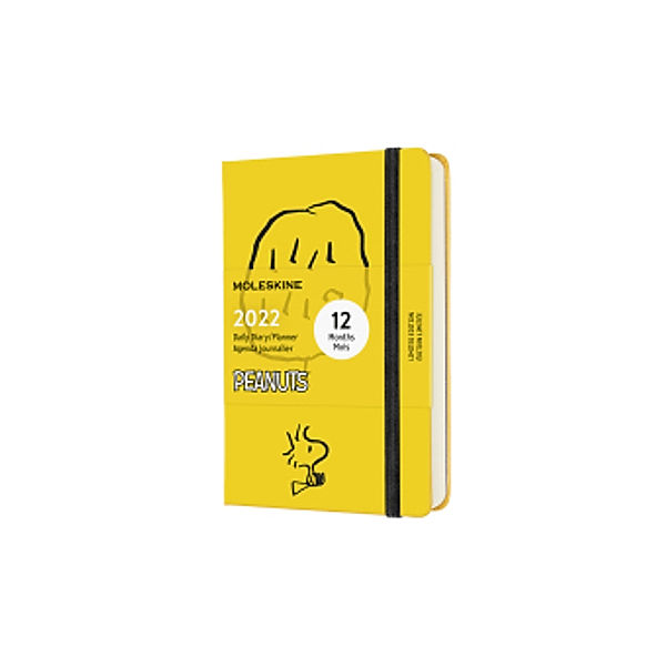 Moleskine 12 Monate Tageskalender 2022 - Peanuts, Pocket/A6, Gelb