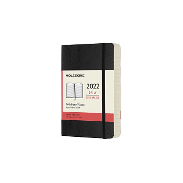 Moleskine 12 Monate Tageskalender 2022 Pocket/A6, Schwarz