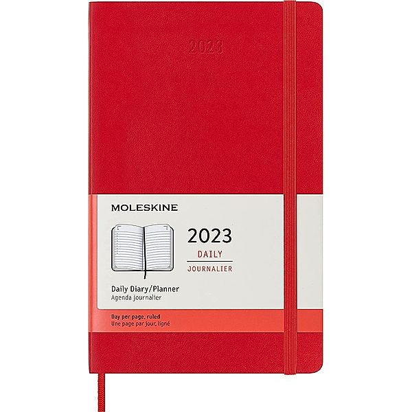 Moleskine 12 Monate Tageskalender 2023, Large/A5, Scharlachrot