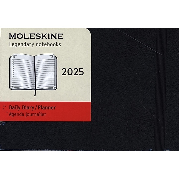 Moleskine 12 Monate Tageskalender 2025, Large, Schwarz