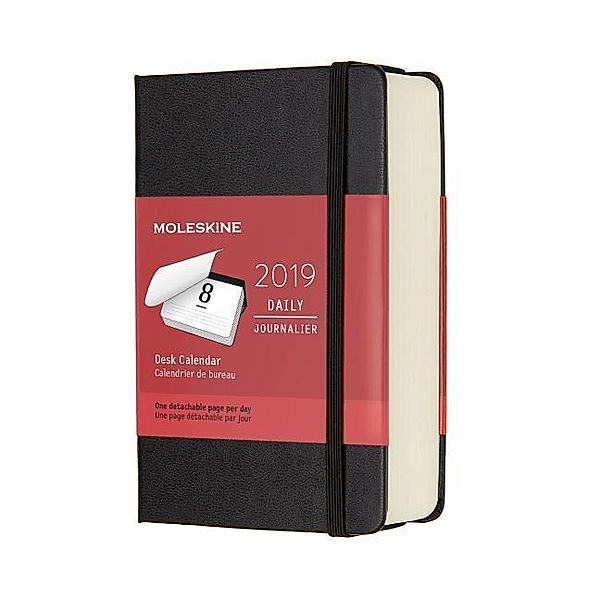 Moleskine 12 Monate Tisch Tageskalender 2019, P/A6, Hard Cover, Schwarz