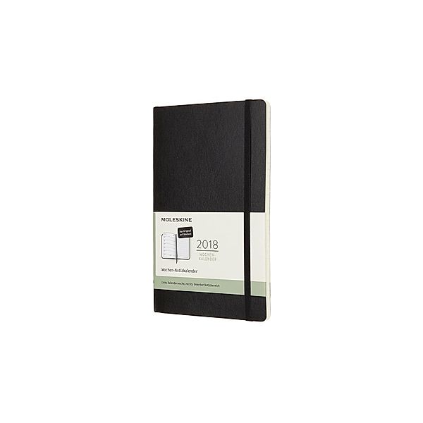 Moleskine 12 Monate Wochen Notizkalender 2018 Deutsch, L/A5, Soft Cover, Schwarz