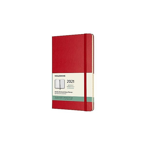 Moleskine 12 Monate Wochen Notizkalender 2021 Large/A5, Scharlachrot