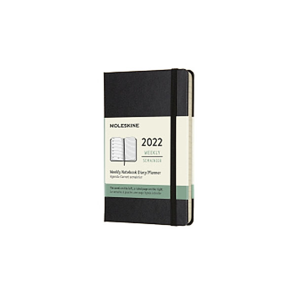 Moleskine 12 Monate Wochen Notizkalender 2022 Pocket/A6, Schwarz