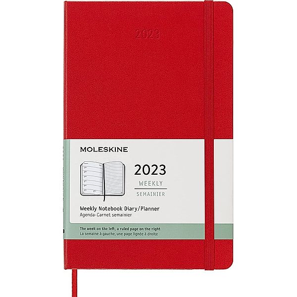 Moleskine 12 Monate Wochen Notizkalender 2023, Large/A5, Scharlachrot