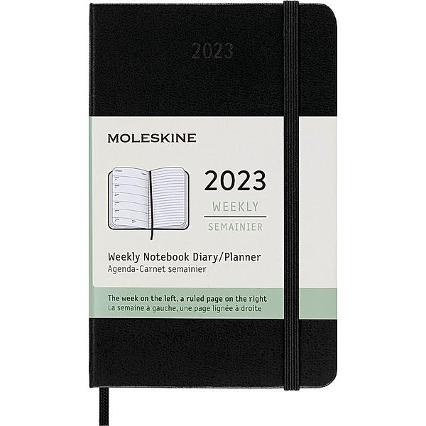 Moleskine 12 Monate Wochen Notizkalender 2023, Pocket/A6, Schwarz