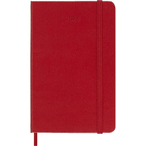 Moleskine 12 Monate Wochen Notizkalender 2024, Pocket/A6, Scharlachrot