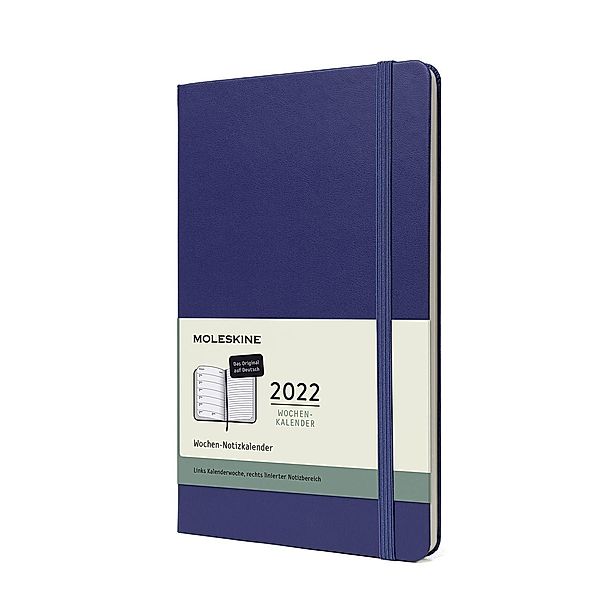 Moleskine 12 Monate Wochen Notizkalender Deutsch 2022 Large/A5, Pfaublau