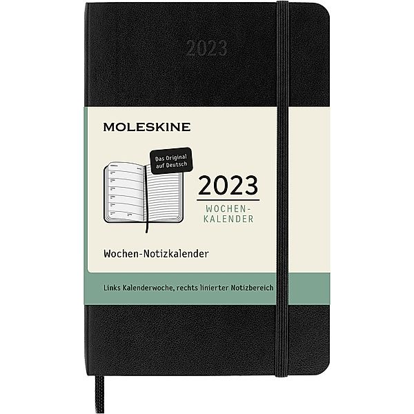 Moleskine 12 Monate Wochen Notizkalender Deutsch 2023, Pocket/A6, Schwarz