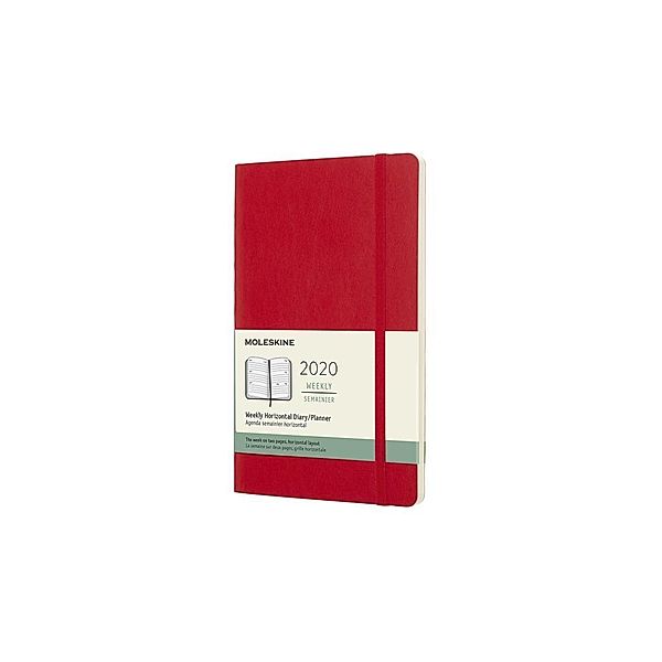 Moleskine 12 Monate Wochenkalender 2020 Large/A5, Horizontal, Scharlachrot