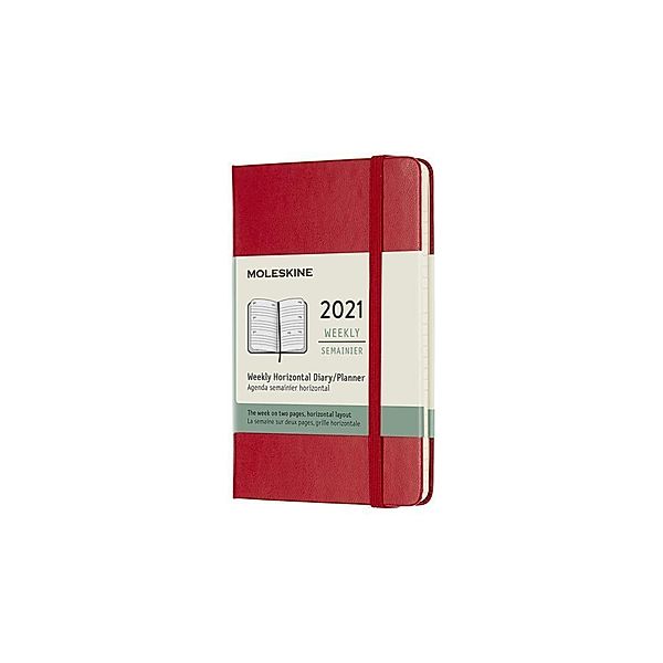 Moleskine 12 Monate Wochenkalender 2021 Pocket/A6, Scharlachrot