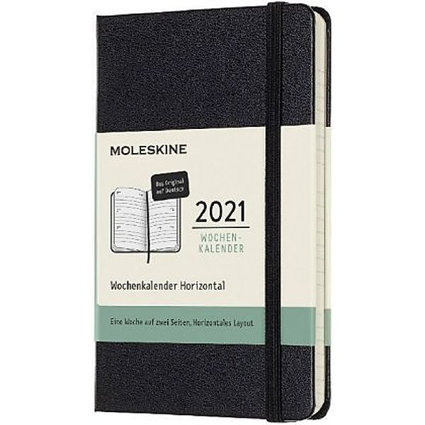 Moleskine 12 Monate Wochenkalender Deutsch 2021 Pocket/A6, Schwarz