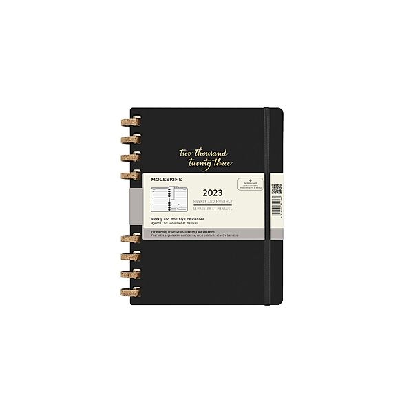 Moleskine 12 Monats Life Kalender Mit Spiralbindung 2023 XL, Wochen-Monatskalender, Hard Cover, Remake Midnight