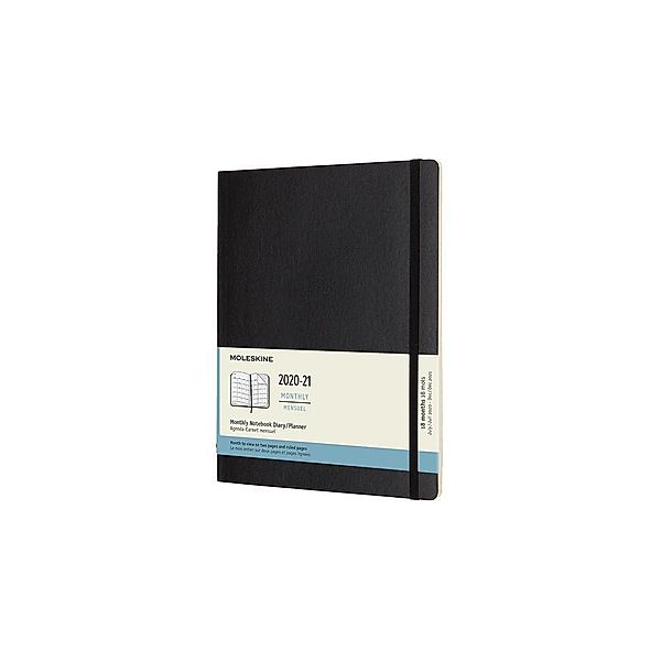 Moleskine 18 Monate Monats Notizkalender 2020/2021 Extra Large, Schwarz