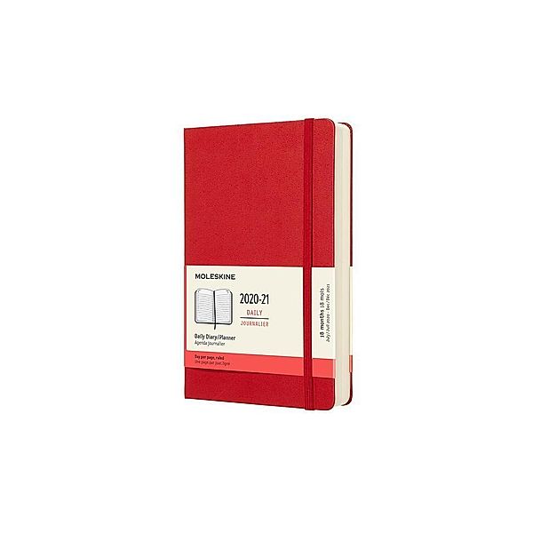 Moleskine 18 Monate Tageskalender 2020/2021 Large/A5, Scharlachrot