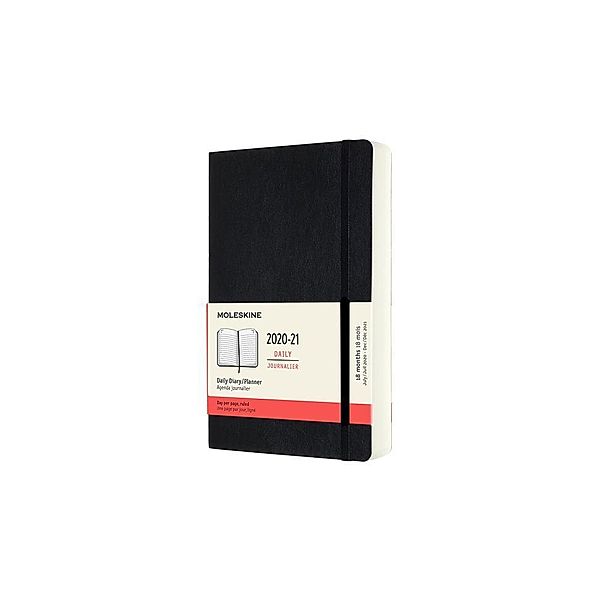 Moleskine 18 Monate Tageskalender 2020/2021 Large/A5, Schwarz