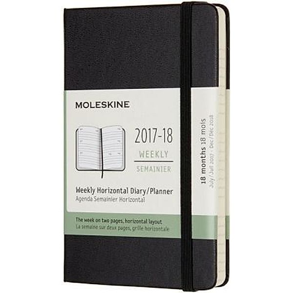 Moleskine 18 Monate Wochen Kalender 2017/2018, P/A6, Hard Cover, Schwarz, Moleskine