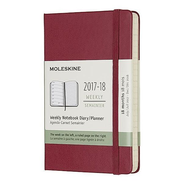 Moleskine 18 Monate Wochen Notizkalender 2017/2018, P/A6, Hard Cover, Hagebutte, Moleskine
