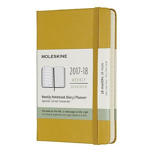 Moleskine 18 Monate Wochen Notizkalender 2017/2018, P/A6, Hard Cover, Ahorngelb, Moleskine