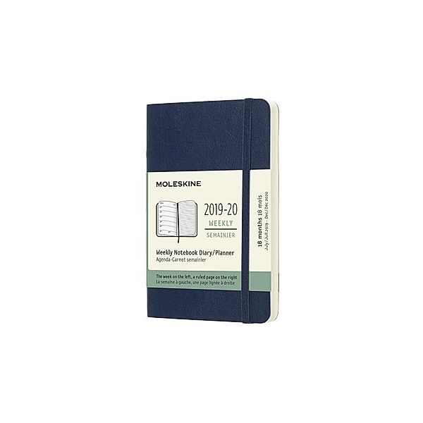 Moleskine 18 Monate Wochen Notizkalender 2019/2020 Pocket/A6, saphir